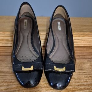 GEOX RESPIRA BLACK PATENT LEATHER, flat heel, size 10